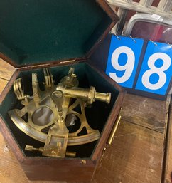 Decorative Solid Brass Sextent In A Fitted Box