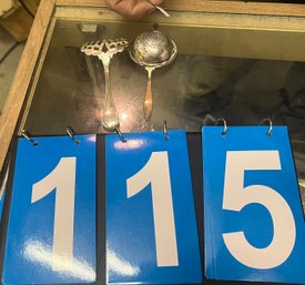 Sterling Silver Sardine Fork Pierced 5' And An As Is Tea Strainer