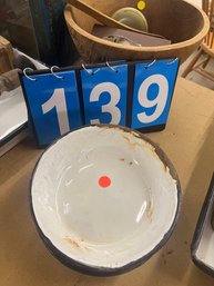 Stack Of White Enamerl Porcelain On Metal Bowls, About 12 Count