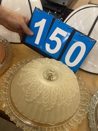 Vintage Frosted To Clear Glass Ceiling Light Shade 12' Dia