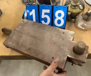 Primitive Larger Size Wooden Press With Handle And Protruding Metal Pins