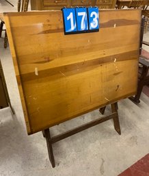 Adjustable Architects Drafting Table With Trestle Base And Metal Hardware, Table B