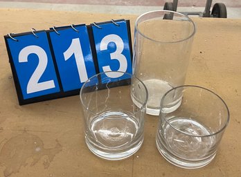 Lot Of 3 Cylindrical Shaped Glasses