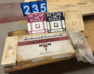 Lot Of Games Incl Monopoly, Jack Straws, Picture Puzzle, Etc