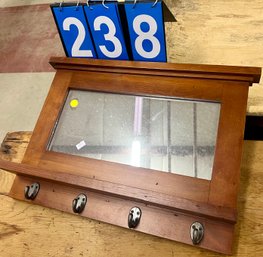 Hanging Mirror With 4 Coat Hooks