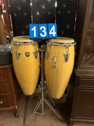 Pair Of Cosmic Percussion Bongo Drums On Stand With One Extra Stand