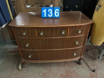Mahg. Bow Front Claw Footed Dresser