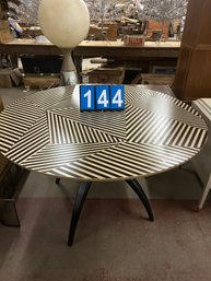 Mid Century Modern 48in. Inlaid Top Dinning Table