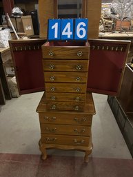 Oak Stand Up Jewelry Cabinet