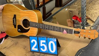 Epiphone Guitar In A Case, Nice Shape But Bottom Has A Gouge