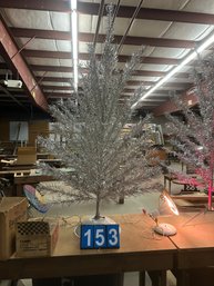 Vintage 6 Ft. Metalic Christmas Tree With Revolving Electric Base