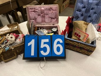 3 Vintage Sewing Boxes With Contents