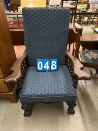 Qu. Sawn Oak Claw Footed Morris Chair With Barley Twist Spindles