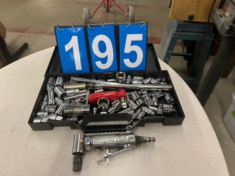 Lot Of Sockets And Pneumatic Angle Grinder