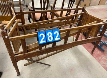 Antique Victorian Era Folding Baby Bed Crib