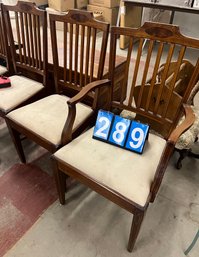 Lot Of 6 Matching Hepplewhite Custom Mahogany Style Chairs With Line Inlay & Oval Inlaid Panel Crests