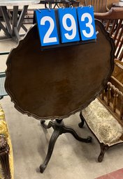 Custom Chippendale Style Mahogany Pie Crust Tip Table With Scroll Feet