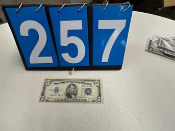 1934 Series Blue Seal 5 Dollar Bill Circulated