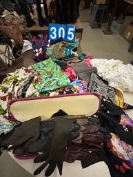 Lot Of Scarfs And Leather Gloves