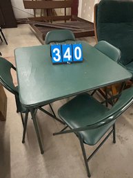 Green Folding Card Table And 4 Chairs