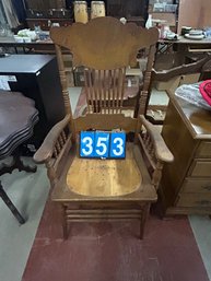 Oak Press Back Arm Chair