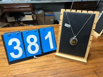 Tiger Eye Pendant Necklace Set In German Silver