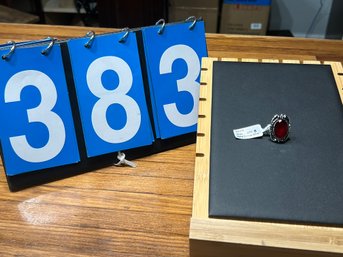 Size 8 Garnet Ring Set In German Silver