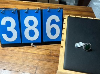 Green Emerald Size 6 Ring Set In Greman Silver