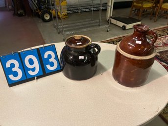 Stoneware Bean Pot And Stoneware Jug
