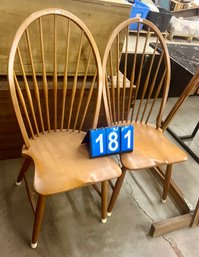 2 Hoop Back Windsor Style Side Chairs, Made In Slovenia