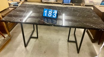 Faux Marble Top Conference Dining Table With Metal Legs
