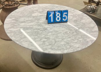 Contemporary 5' Diameter Round Marble Top Table On A Composite Pedestal