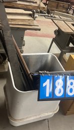 Rolling Aluminum Square Storage Bin With Contents