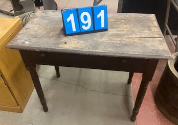 Primitive Country Writing Table With Single Drawer And Turned Legs, As Found Top