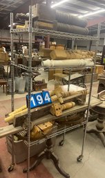 Tall Steel Rolling Metrocart With Contents Including Table Legs Etc