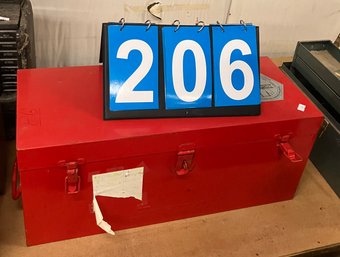 Red Metal Tool Box With Liner And Contents