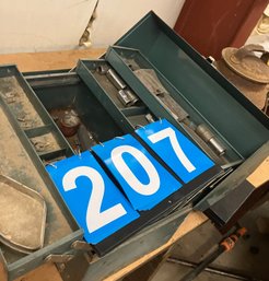 Green Metal Tool Box With Inner Storage Trays And Contents