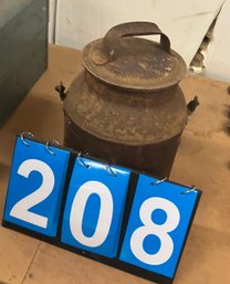 Primitive Milk Jug In Old Shabby Chic Rust Finish