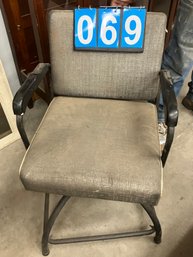 Rotating Metal Frame Armchair Grey Upholstery, Ca 1950-60