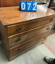 Cherry Finish Hardwood Bureau With 3 Drawers, Mfg By John Pray's And Sons