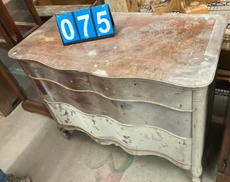 2/2 Serpentine Chest On Small Cabriole Legs, As Found