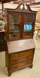Antique Vintage Fallfront Secretary Desk With Broken Arch Top