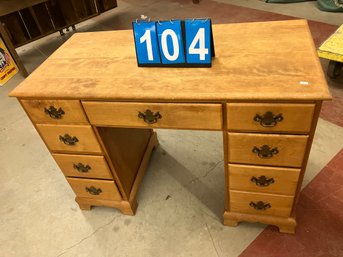 Antique Vintage Maple Double Pedestal Flattop Desk