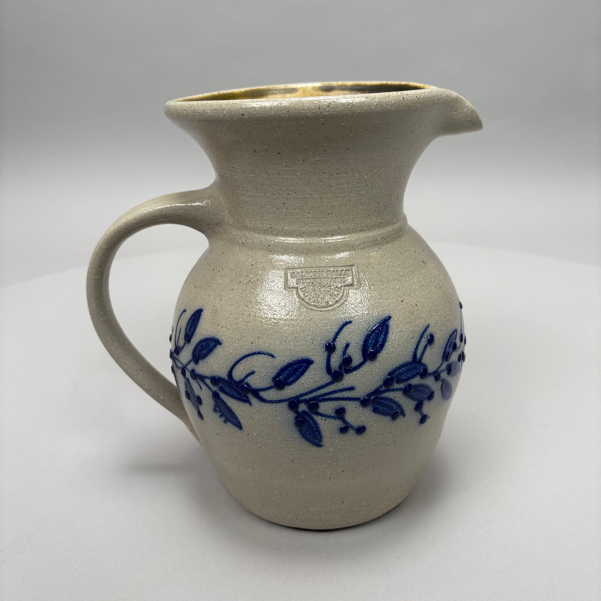 Five Salmon Falls Pottery Saltglaze Cobalt Blue-Decorated