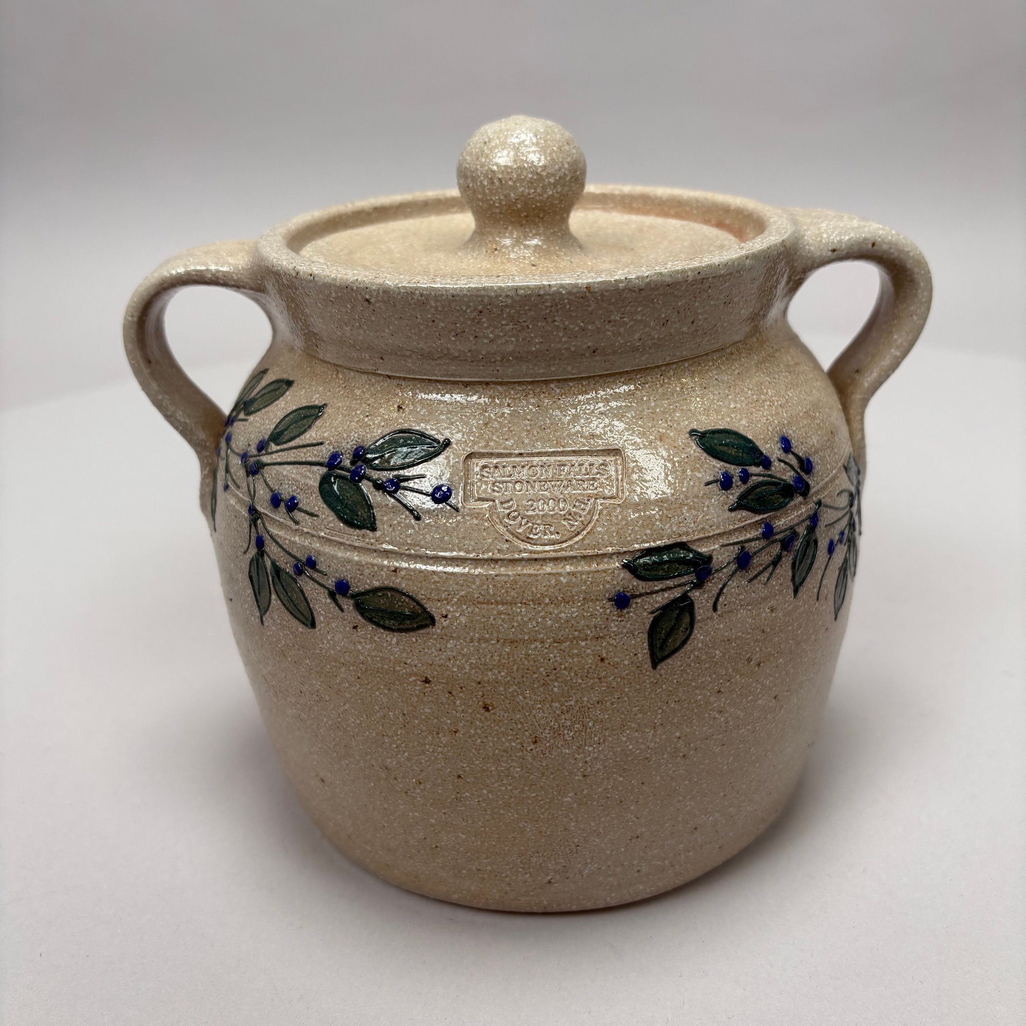 Five Salmon Falls Pottery Saltglaze Cobalt Blue-Decorated