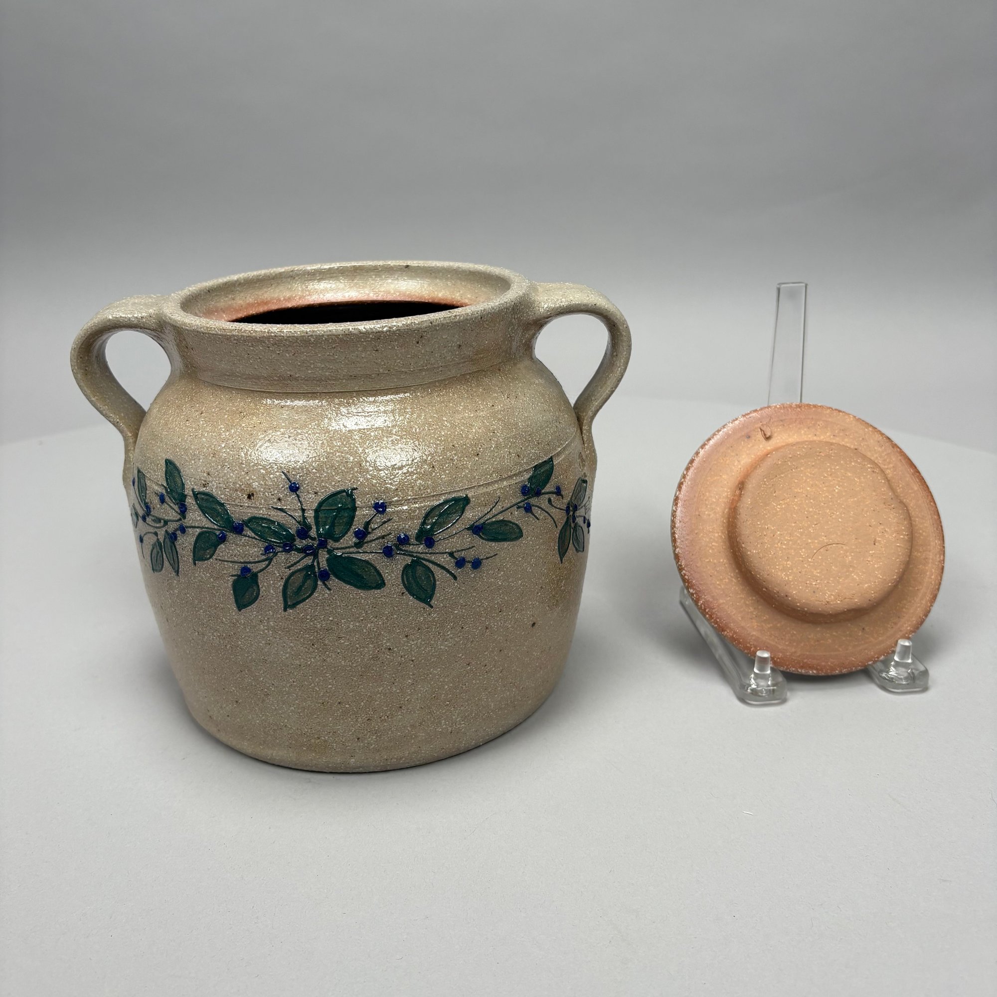 Five Salmon Falls Pottery Saltglaze Cobalt Blue-Decorated