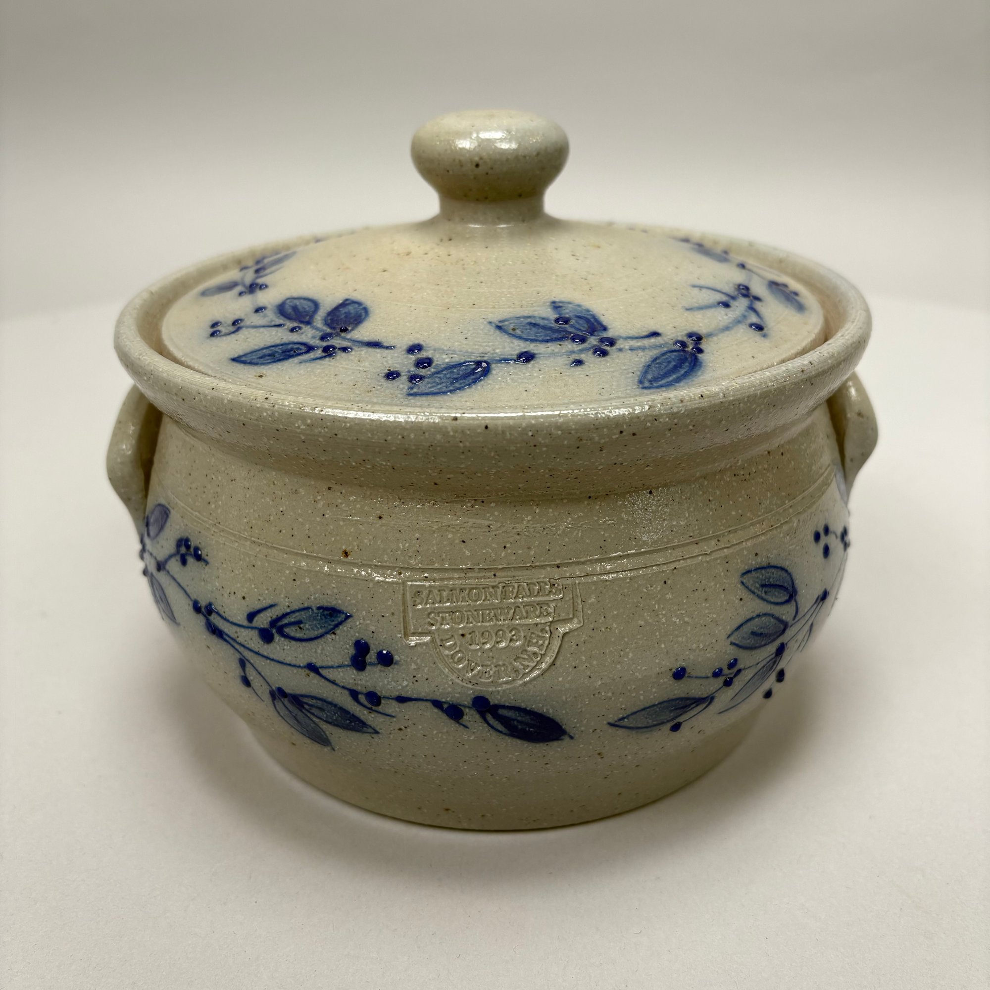 Five Salmon Falls Pottery Saltglaze Cobalt Blue-Decorated