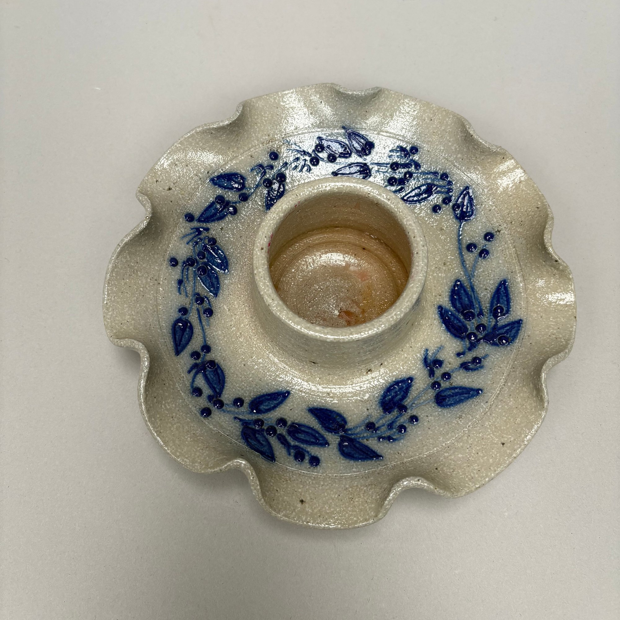 Five Salmon Falls Pottery Saltglaze Cobalt Blue-Decorated