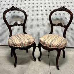 Pair Of Rococo Revival Carved Walnut Side Chairs, Mid-19th Century
