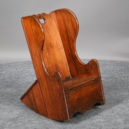 Children's Pine Wingback Rocking Chair, 19th Century